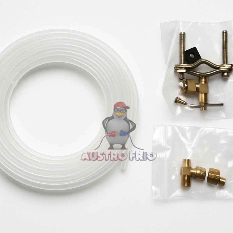 KIT INSTALACIÓN VÁLVULA DE PINCHAR+MANGUERA+ACOPLES SWAT ICE MAKER REFRIGERADORA TODAS LAS MARCAS